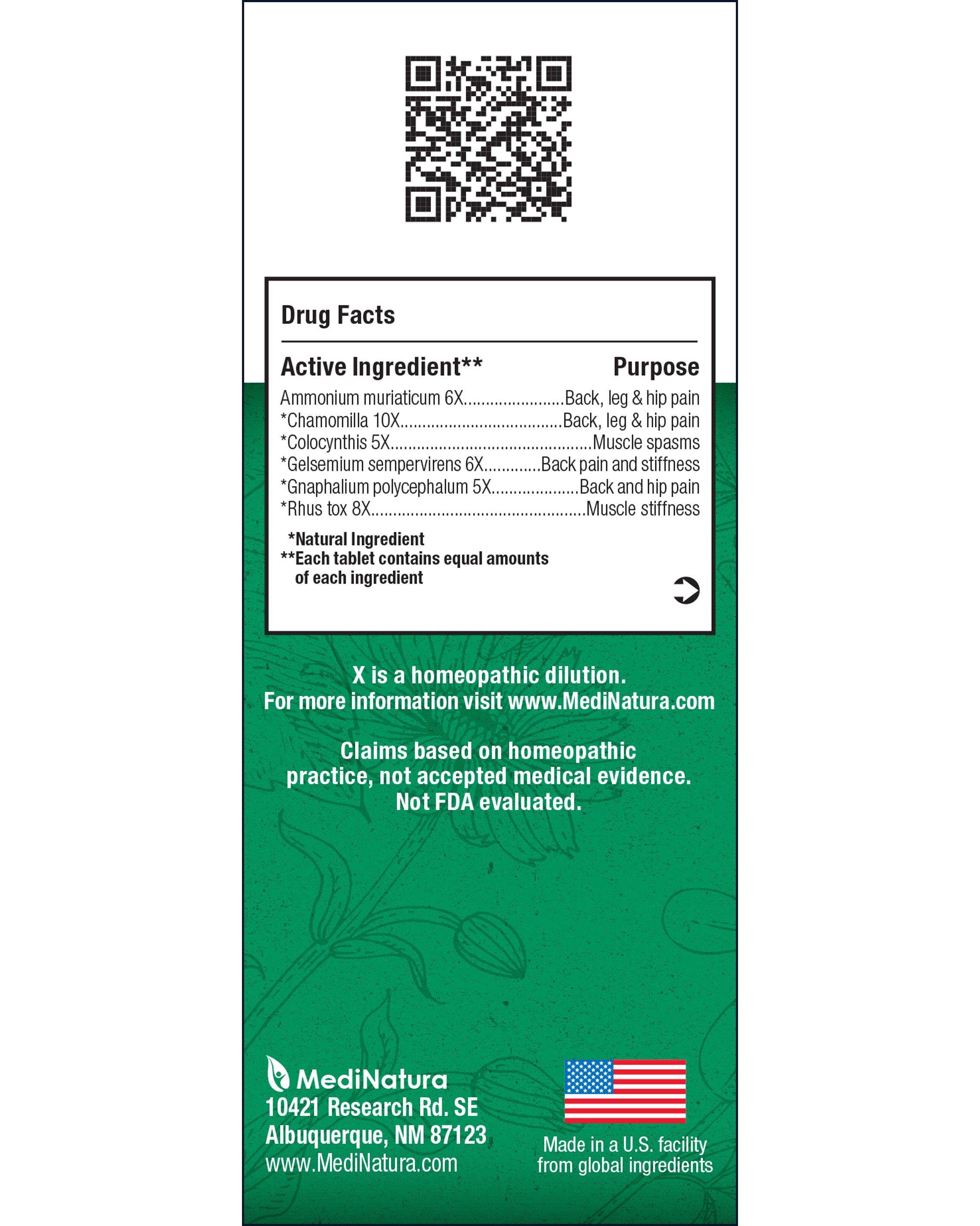 BHI Back active ingredients