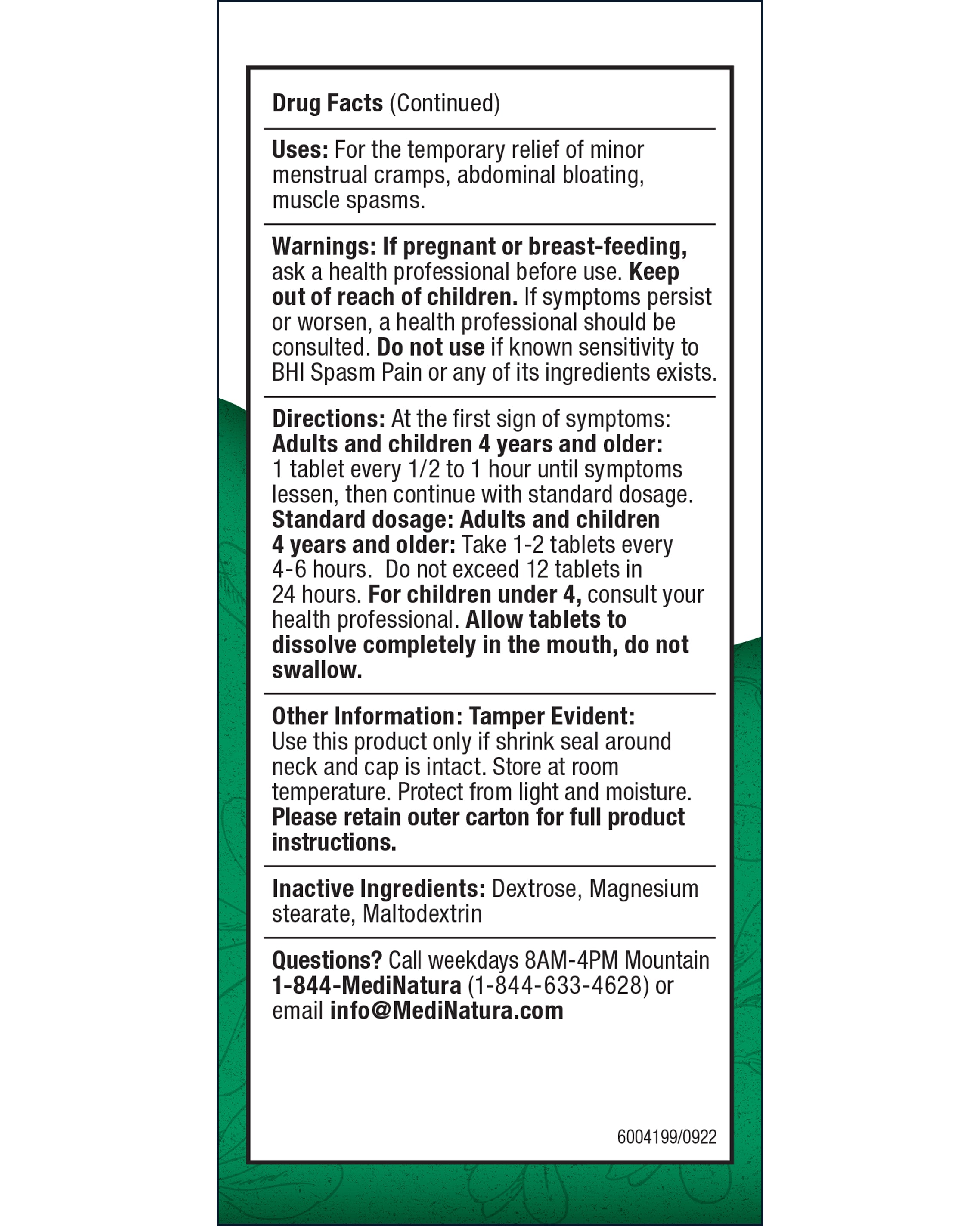 BHI Spasm/Cramp other information