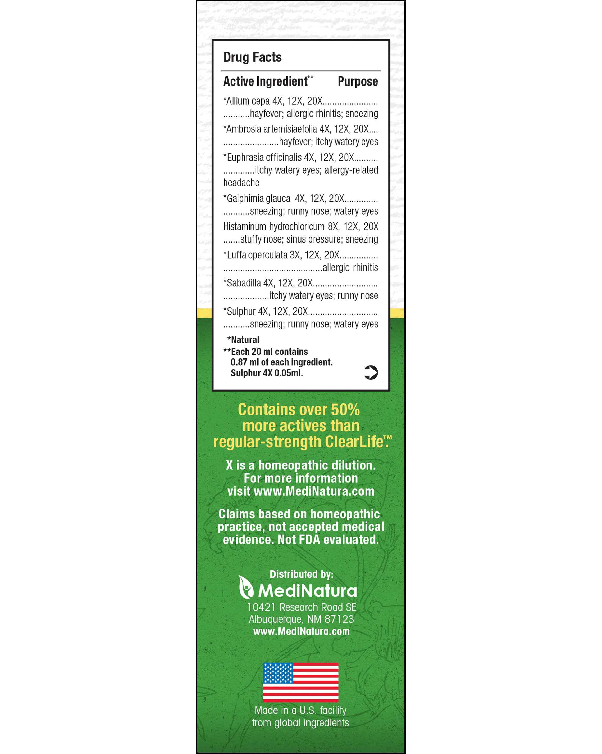 ClearLife Allergy Extra Strength Nasal Spray Facts