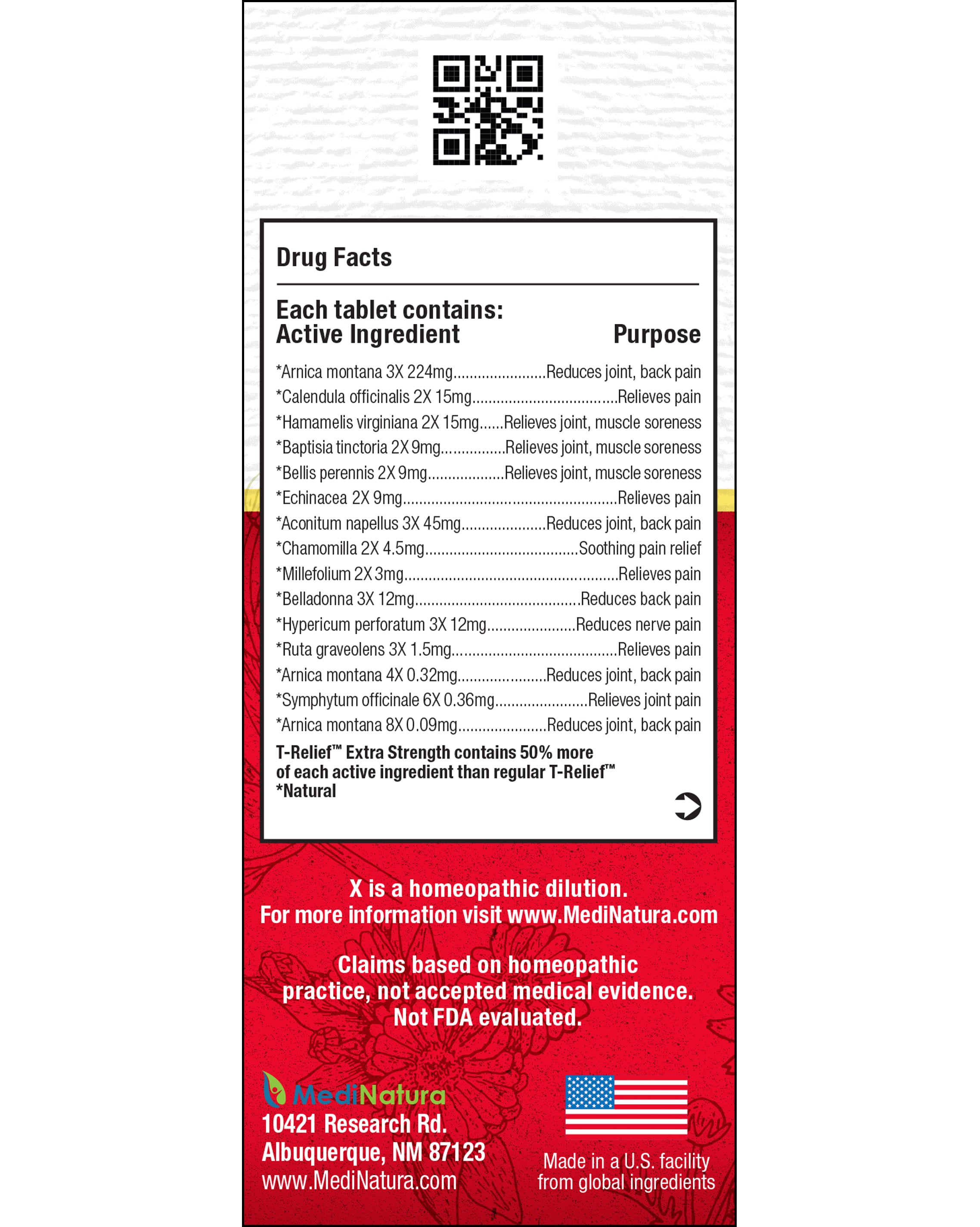 T-Relief Extra Strength Pain 100 Tablets Facts