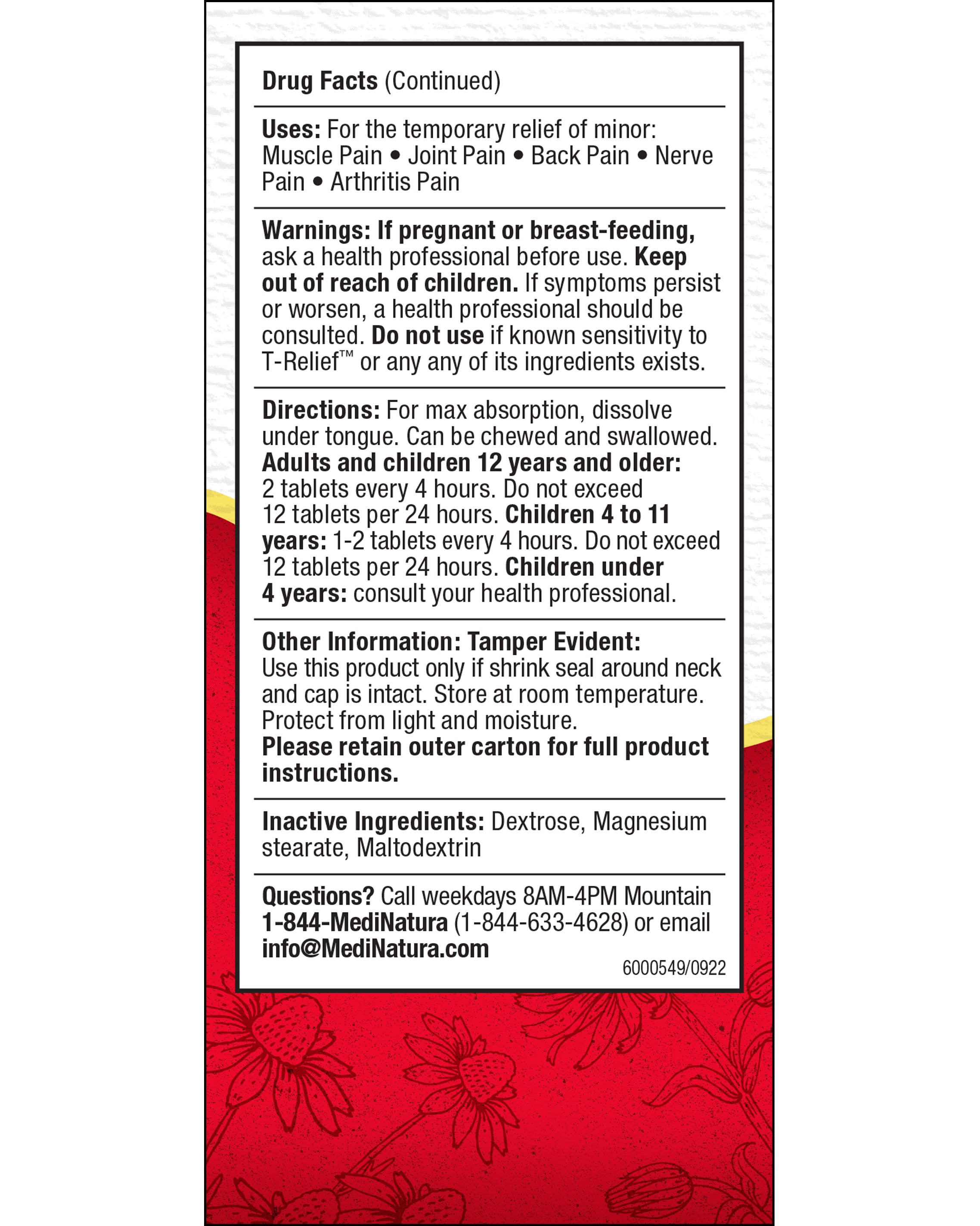 T-Relief Extra Strength Pain 100 Tablets Facts