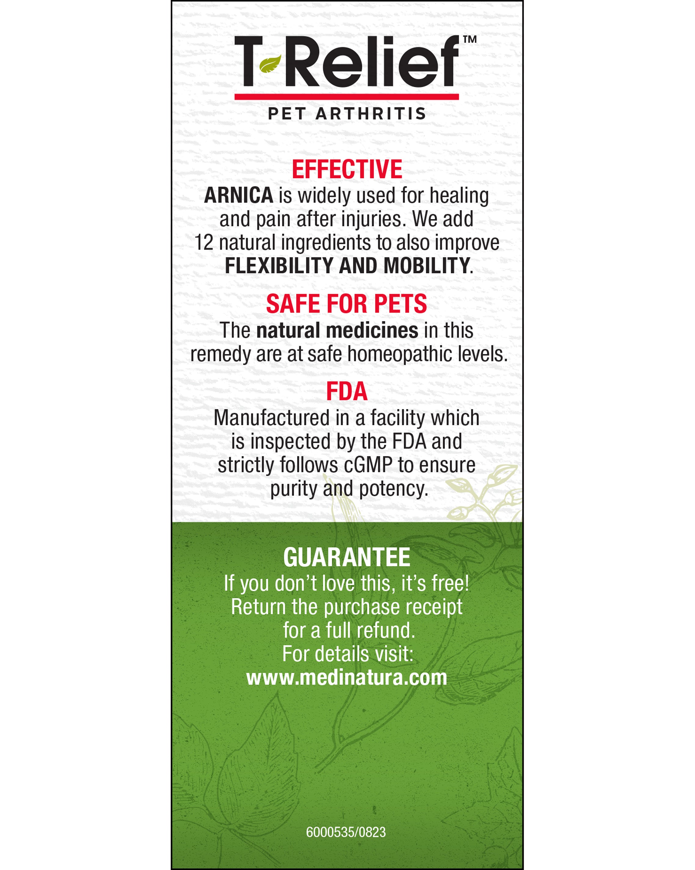 T-Relief PET Arthritis TABS 90ct Guarantee