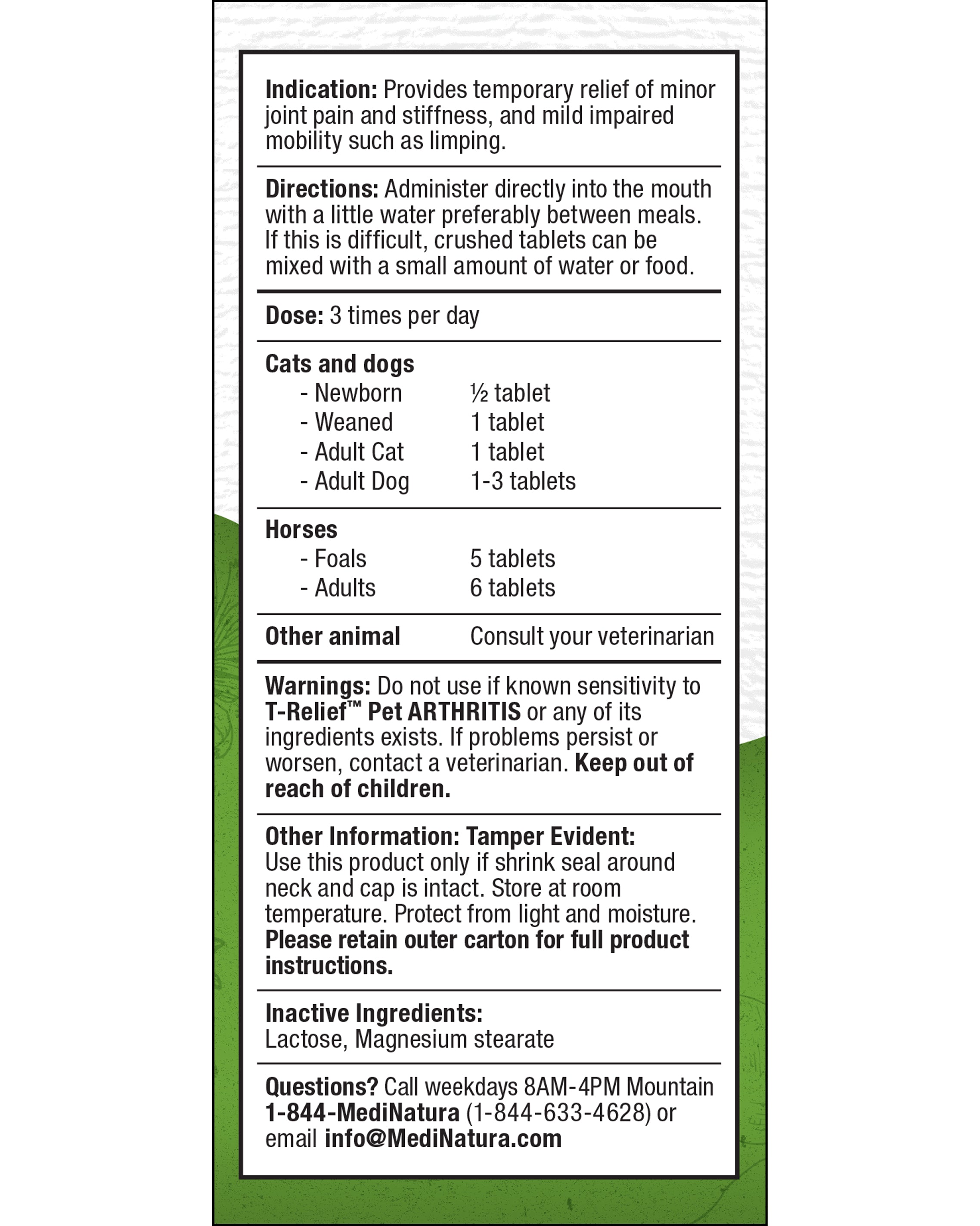 T-Relief PET Arthritis TABS 90ct Indication