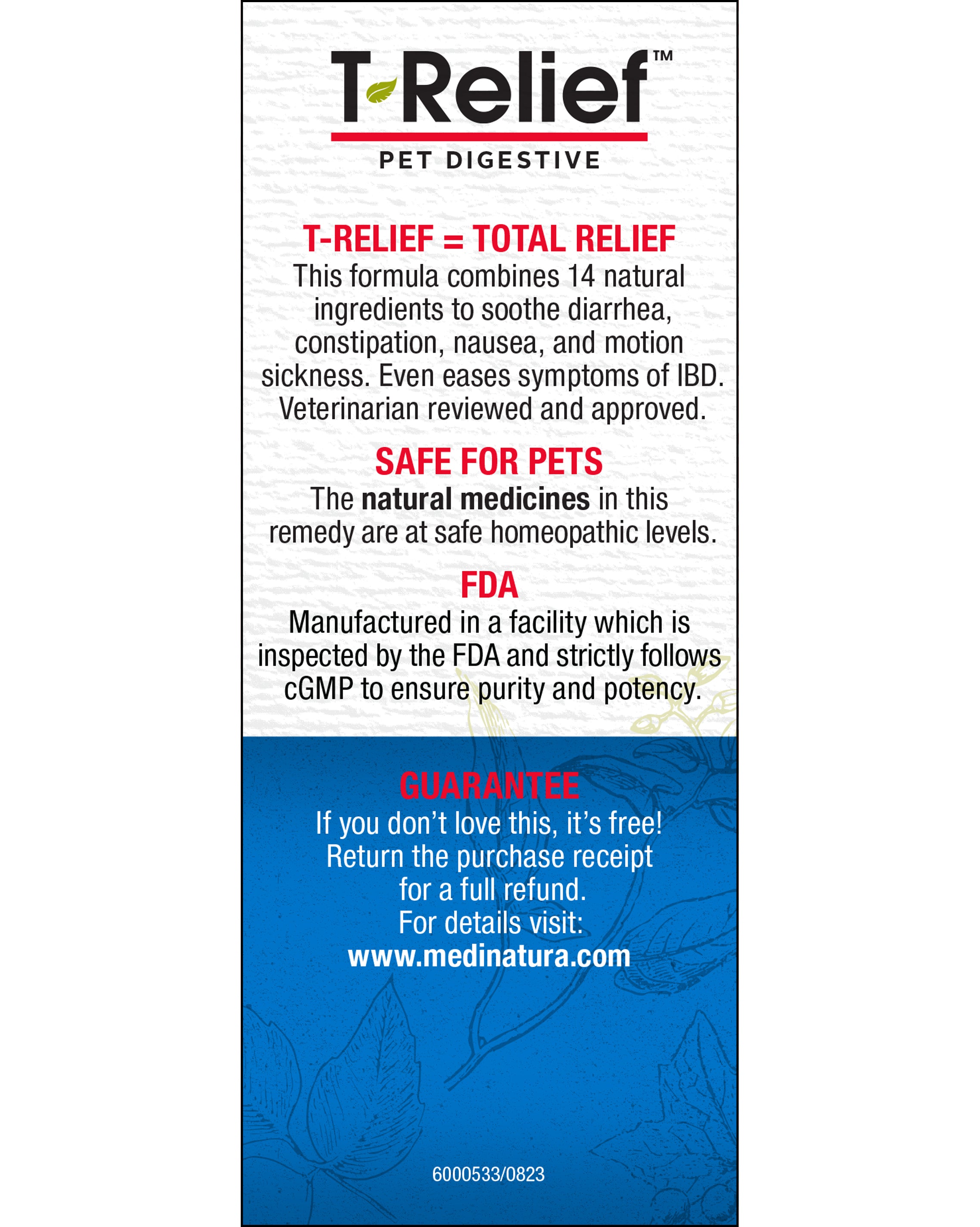 T-Relief PET Digestive TABS Guarantee