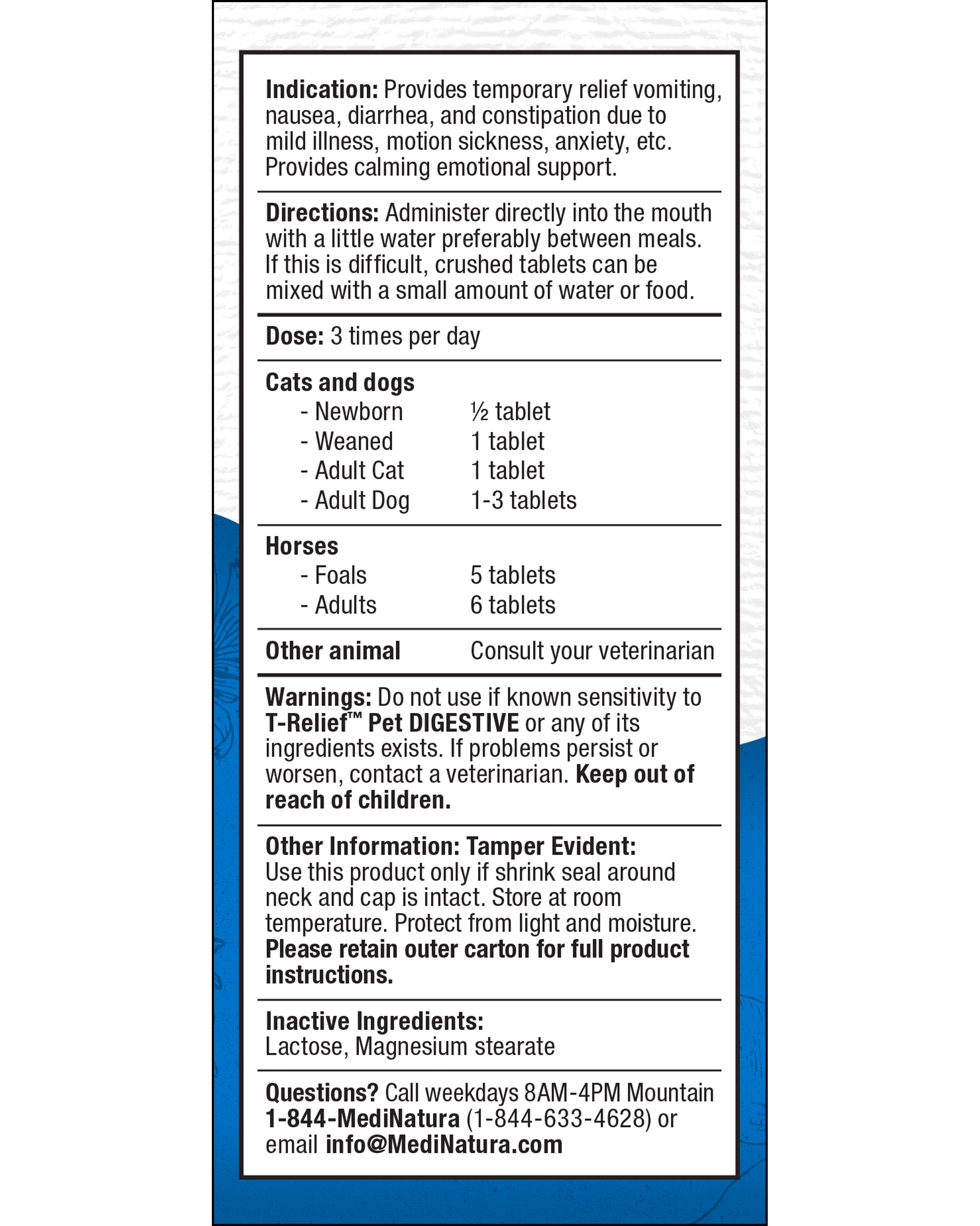T-Relief PET Digestive TABS Indication