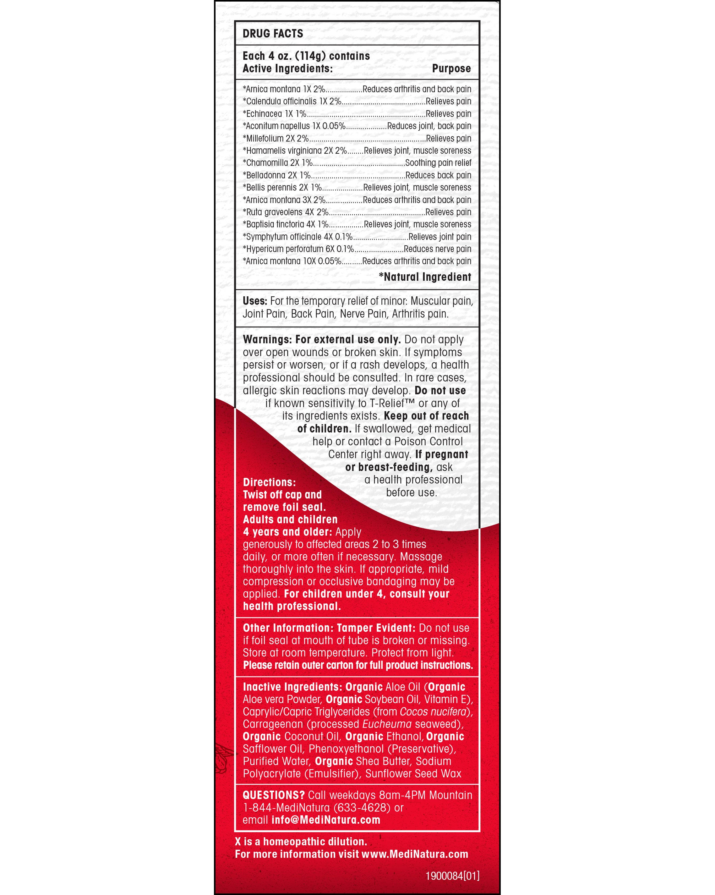 T-Relief Pain 4oz Cream Facts