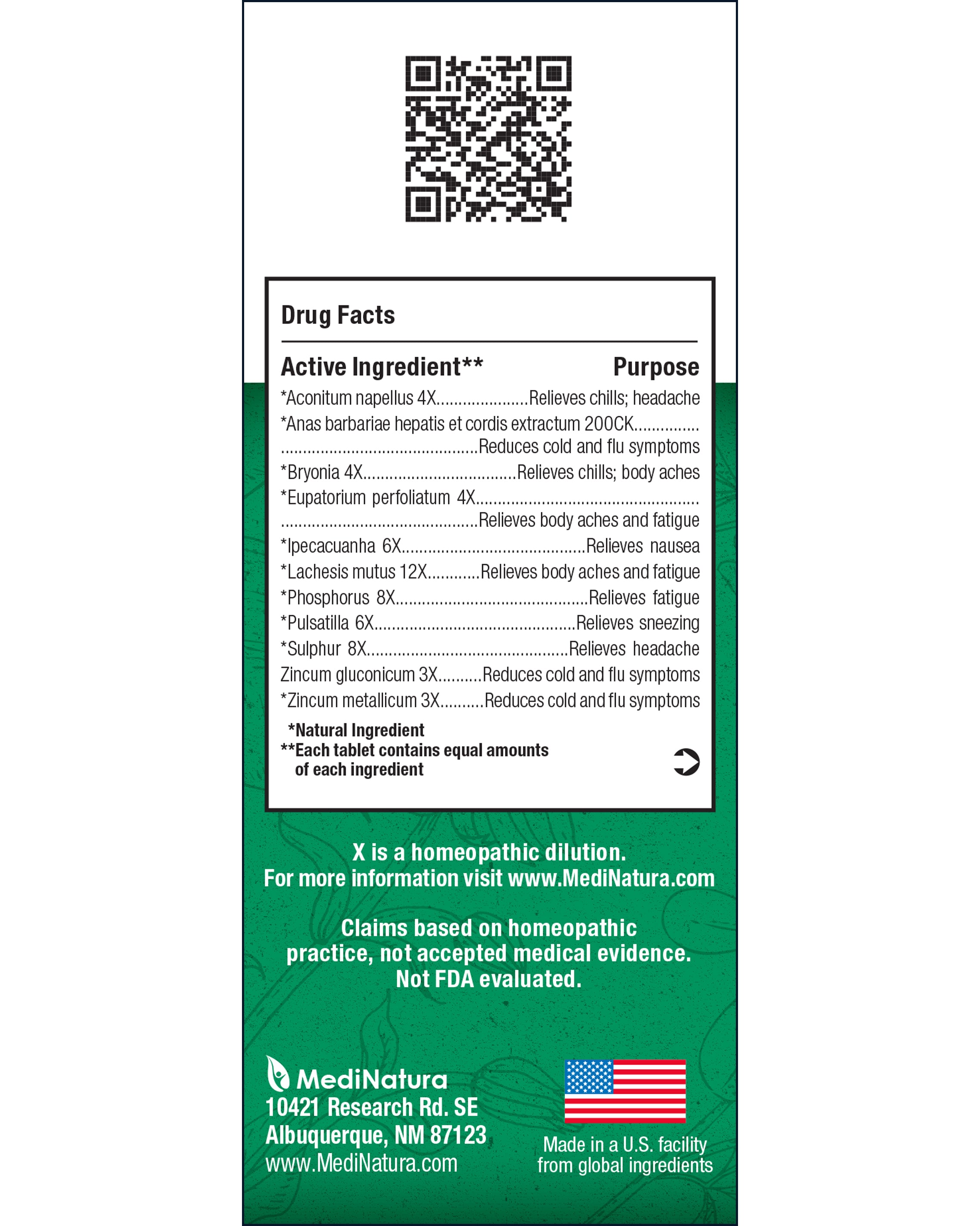 BHI Flu active ingredients