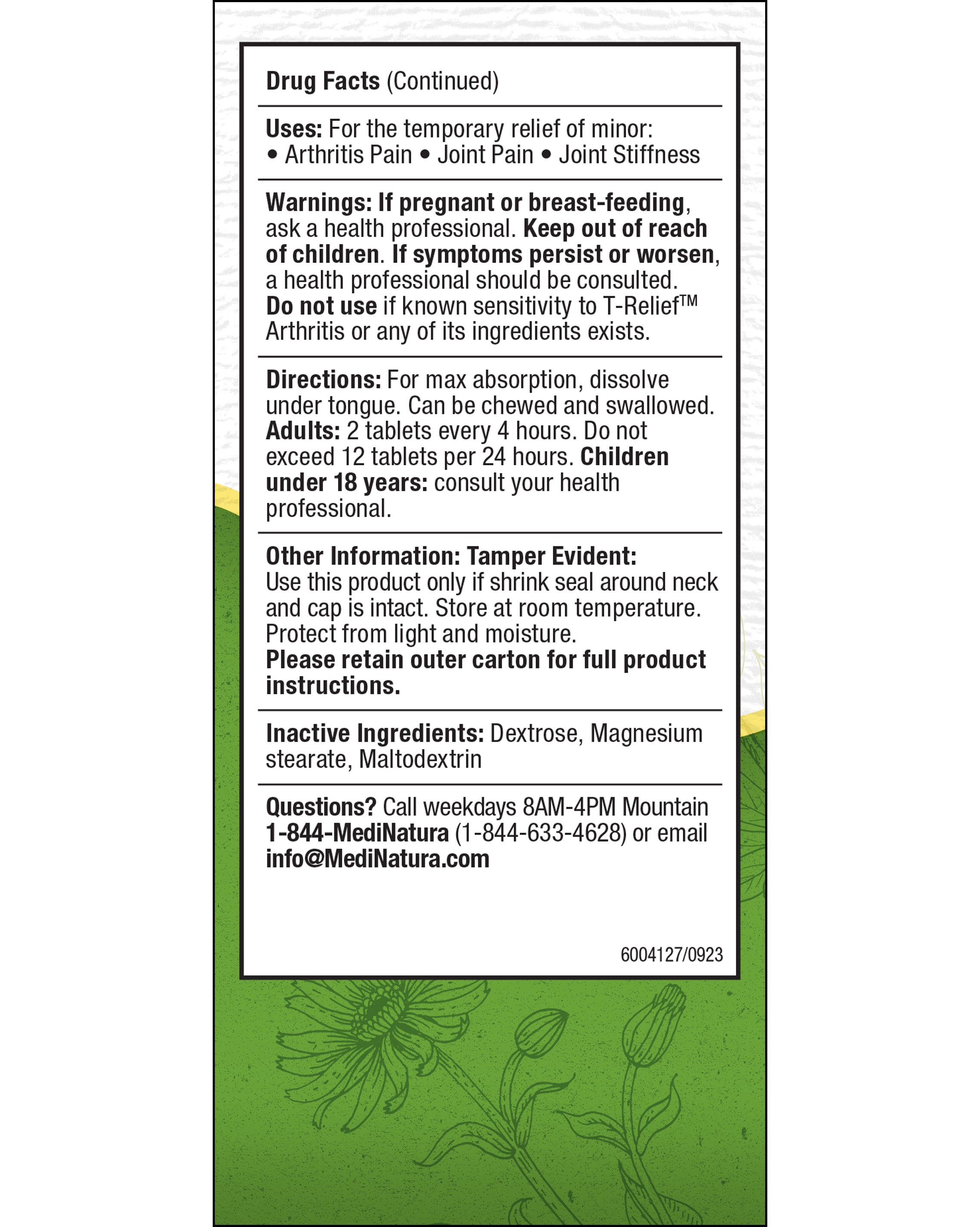T-Relief Arthritis Extra Strength 100 Tablets Facts