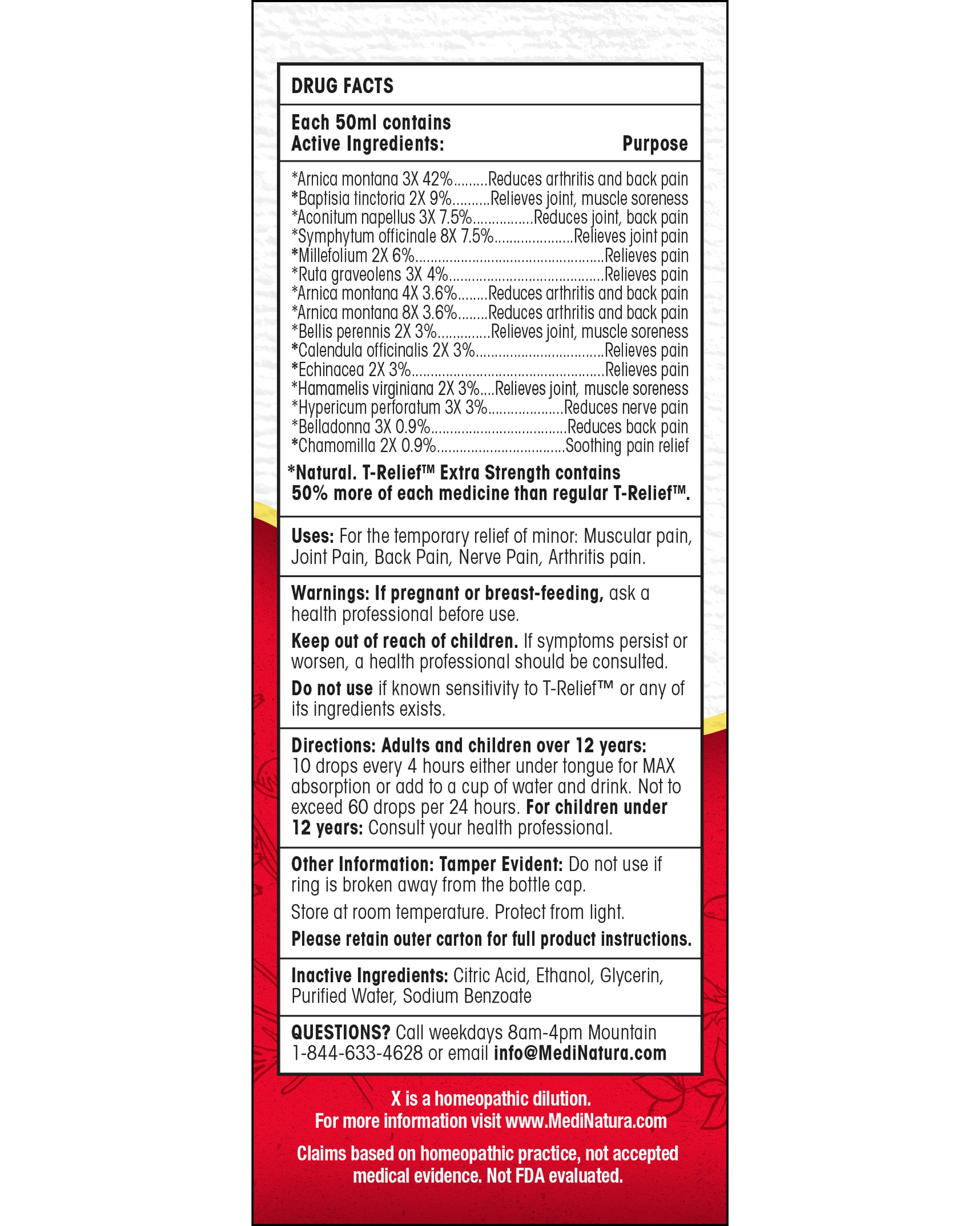 T-Relief Extra Strength Pain 1.69oz Oral Facts