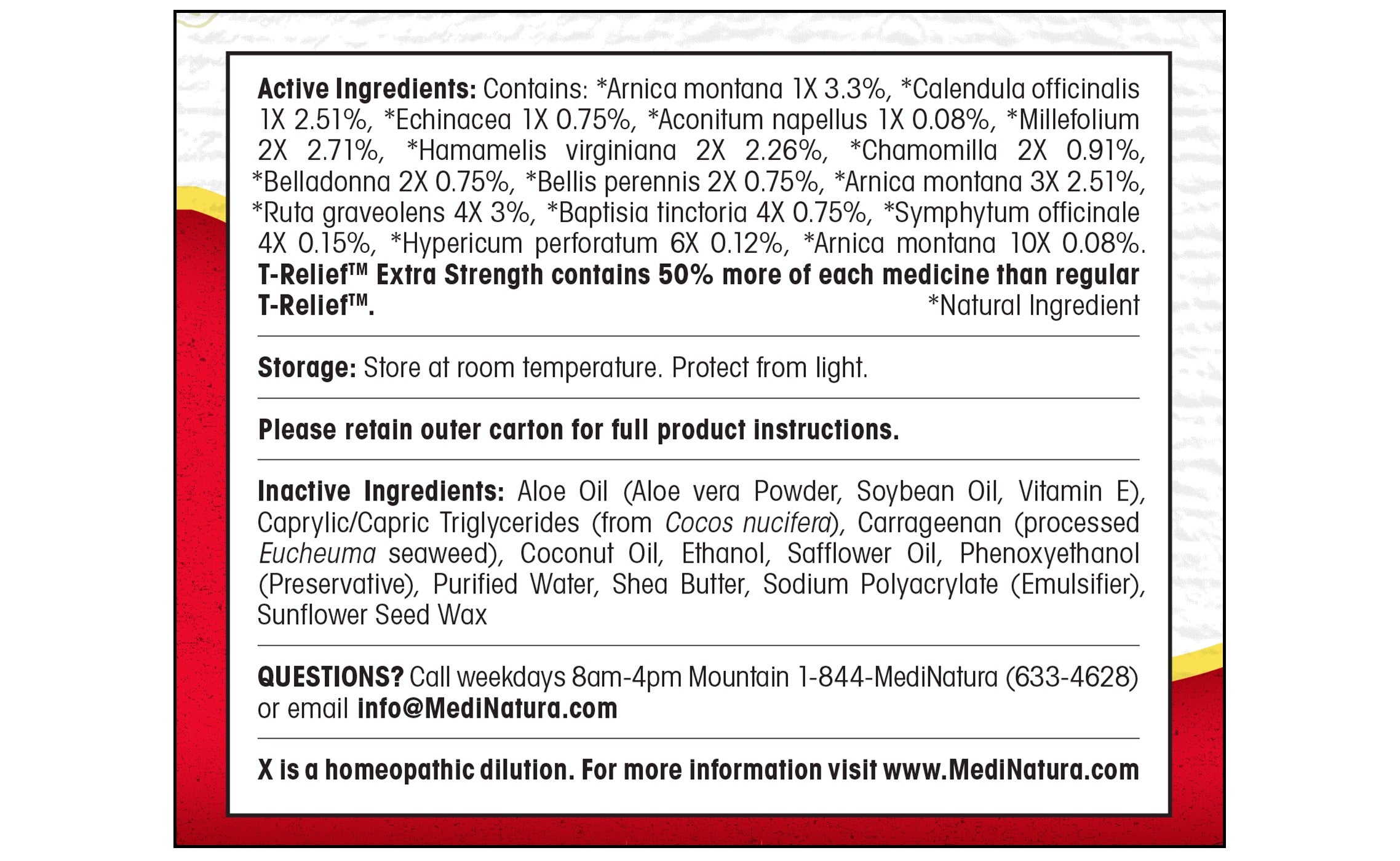 T-Relief Extra Strength Pain 8oz Cream Ingredients