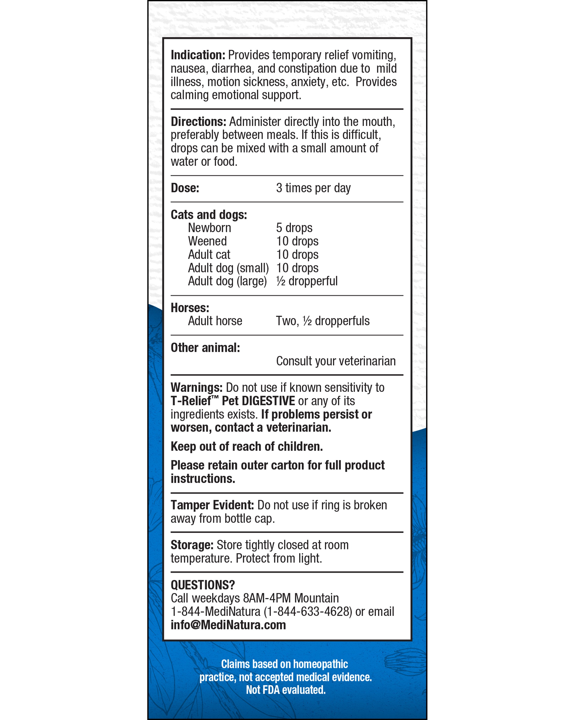 T-Relief PET Digestive Drops Indication