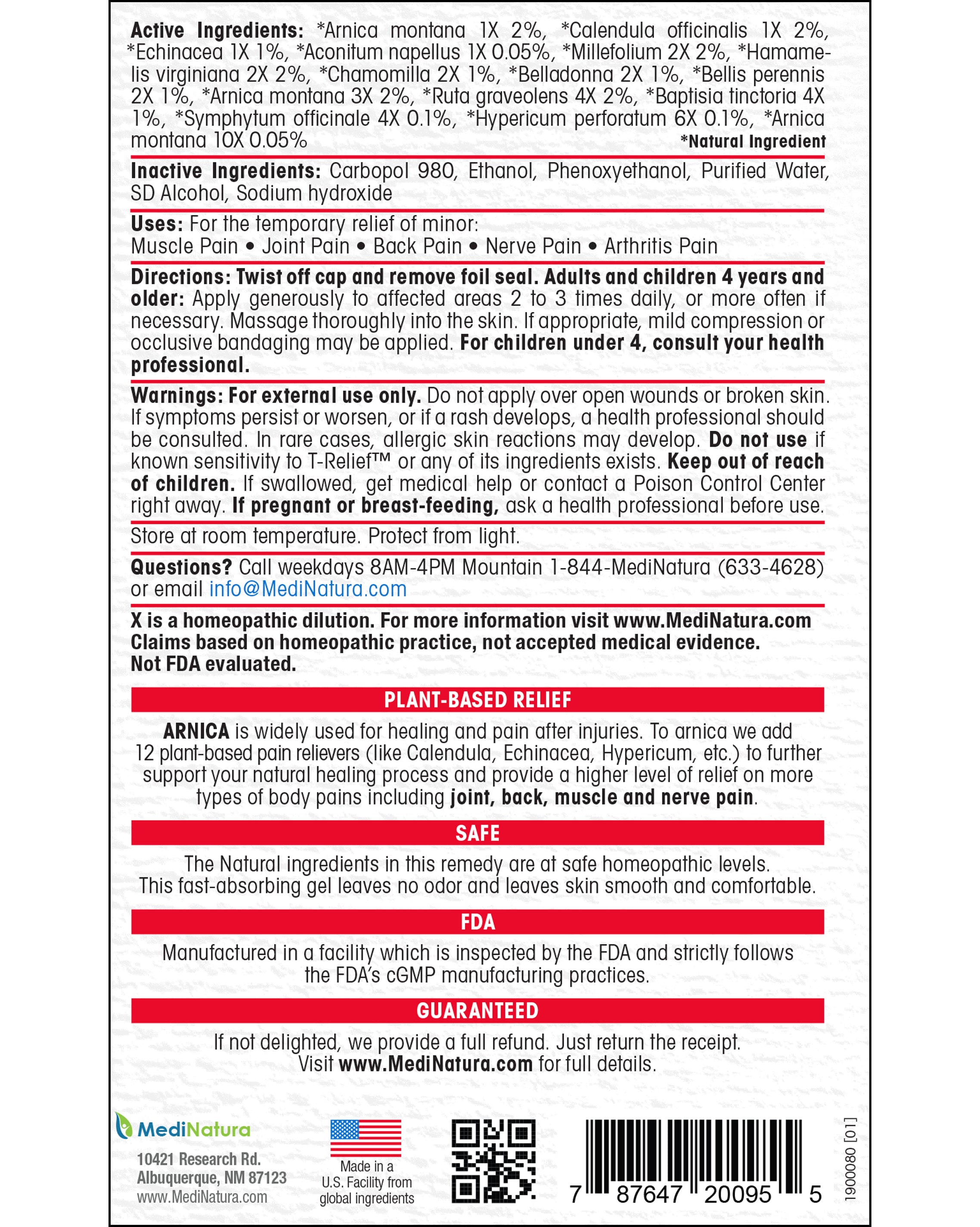 T-Relief Pain 8.75oz Gel Instructions